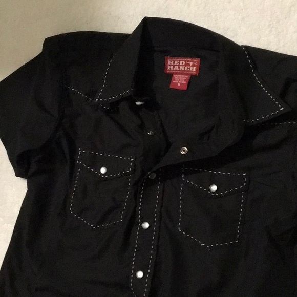 Western Rodeo Pearl Snaps Boy's Size Medium Shirt RED BANNER - Picture 2 of 7